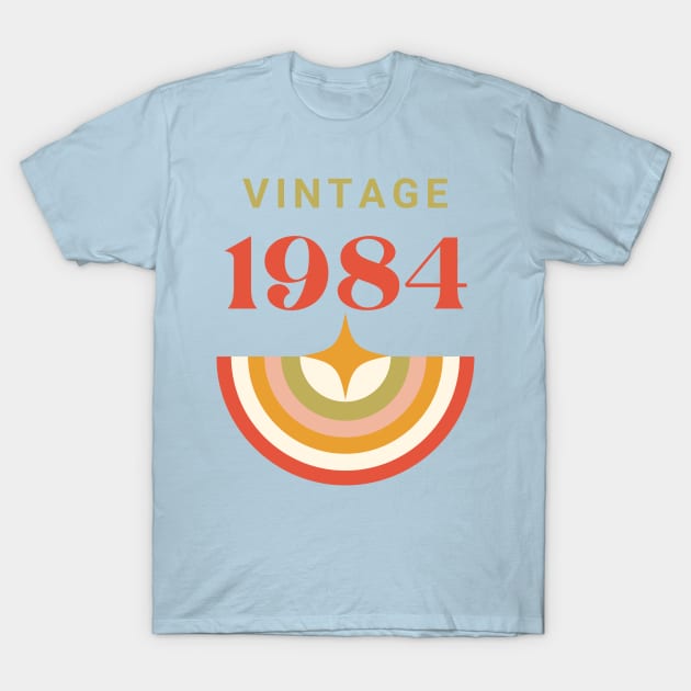 Vintage 1984  Retro Star and Rainbow Graphic T-Shirt by Blue Raccoon Creative